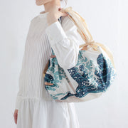 Furoshiki Patchin Bag L Cotton | Under the Wave Off Kanagawa Beige