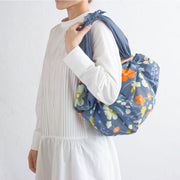 Furoshiki Patchin Bag L Organic | Flower Garden Gray Navy