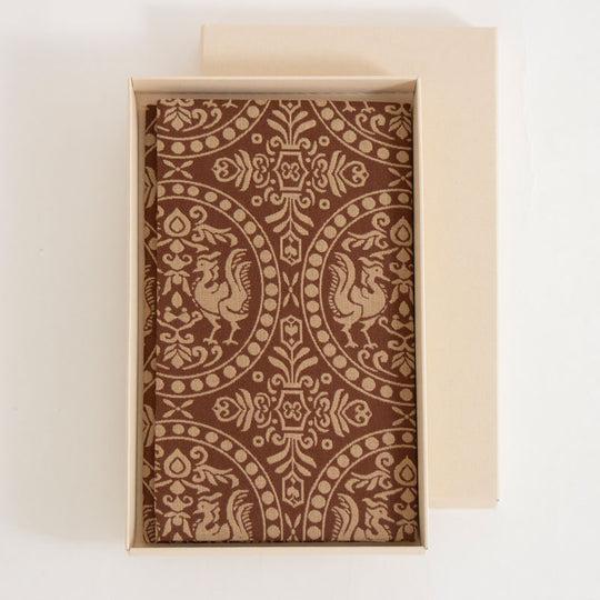 Shosoin Cotton Jacquard Fukusa | Twin Birds Pattern Brown